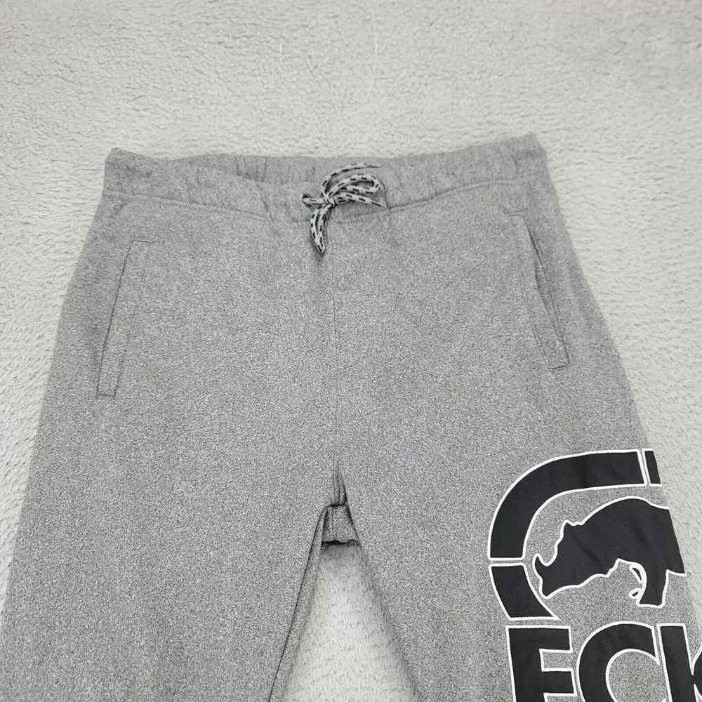 Ecko Unltd. Pants Mens Medium Gray Cuffed Jogger Spellout Athleisure Casual Logo